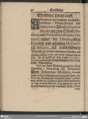 Lebenslauf : Christlicher Lebens-Lauff