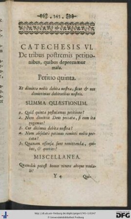 Catechesis VI. De tribus postremis petitionibus, quibus deprecamur mala.