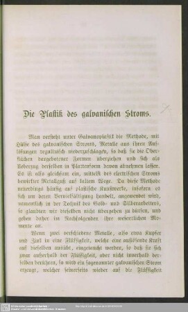 Die Plastik des galvanischen Stroms