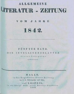 1842: Allgemeine Literatur-Zeitung