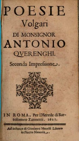 Poesie volgari di Monsignor Antonio Querenghi