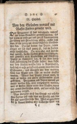 IX. Capitel. Von den Gründen worauf mit Wasser-Farben gemahlt wird.