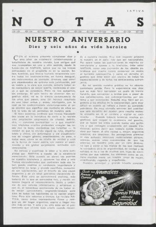 Notas - Nuestro aniversario - Diez y seis años de vida heroica