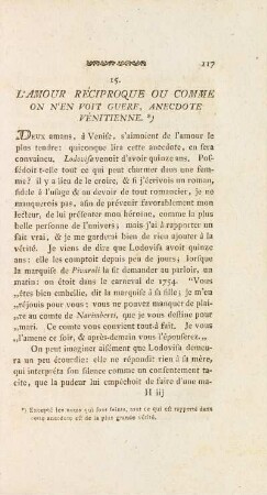 15. L'Amour Réciproque Ou Comme On N'En Voit Guere, Anecdotes Vénitienne.