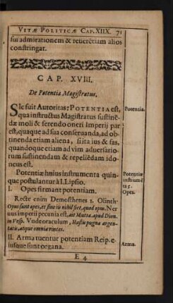 Cap. XVIII. De Potentia Magistratus.
