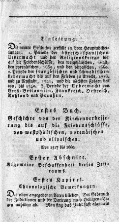 Erster Abschnitt. Algemeine Beschaffenheit dieses Zeitraums