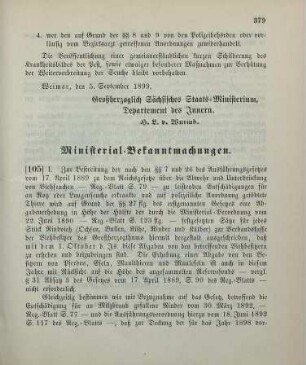 105. Ministerial-Bekanntmachung, betreffend eine Abgabenerhebung für jedes Stück Rindvieh zur Verbandskasse der Viehbesitzer des Großherzogthums