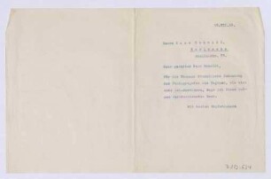 Schreiben an Hans Schmidt, Karlsruhe (Brief)