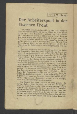 Der Arbeitersport in der Eisernen Front