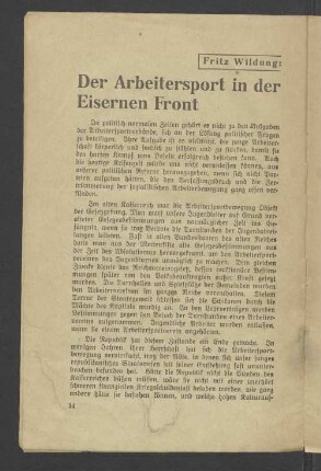 Der Arbeitersport in der Eisernen Front