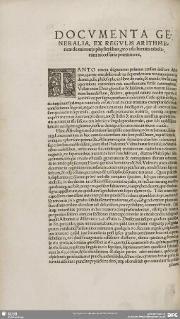 DOCVMENTA GENERALIA, EX REGVLIS ARITHMEticae de minutijs physicalibus, pro usu harum tabularum necessaria praemittere.