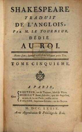 Shakespeare, 5. Le Roi Lear, Hamlet, Prince De Dannemarck