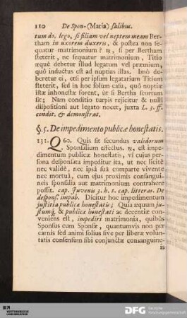 §. 5. De impedimento publicæ honestatis.