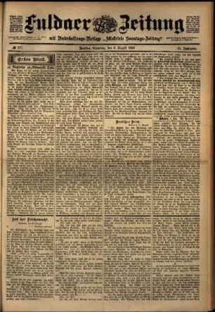 Erste Ausgabe vom Samstag, den 06. August 1898.