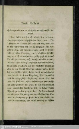 Vierter Abschnitt. Vierter Abschnitt. Gesichtspuncte aus der Aesthetik und Geschichte der Musik
