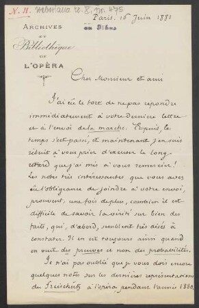Brief an Friedrich Wilhelm Jähns : 16.06.1881