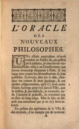 L' oracle des nouveaux philosophes : pour servir de suite et d'éclaircissement aux oeuvres de M. de Voltaire