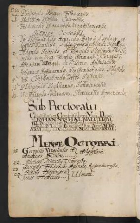 Winterhalbjahr 1622/1623. Rektorat Johann(es) Halbritter