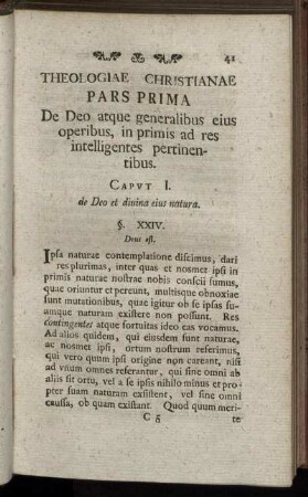Caput I. de Deo et diuina eius natura.