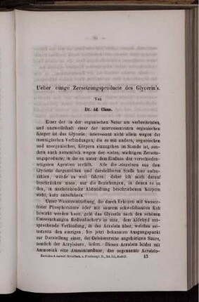 Ueber einige Zersetzungsproducte des Glycerin's.