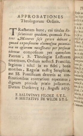 Approbationes Theologorum Ordinis.
