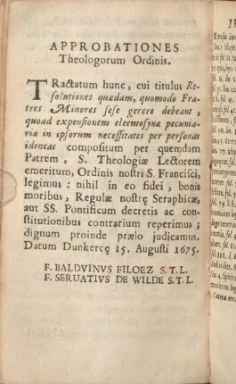 Approbationes Theologorum Ordinis.