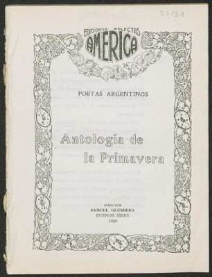 1920003000: Poetas argentinos : antología de primavera