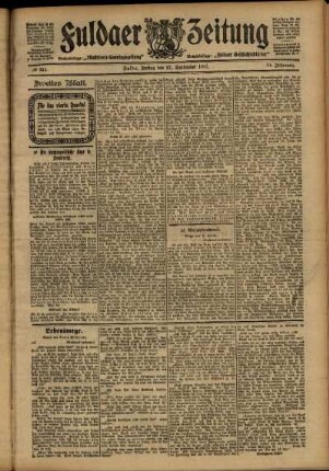 Zweite Ausgabe vom Freitag, den 27. September 1907.