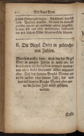 II. Die Regel Detri in gebrochenen Zahlen.