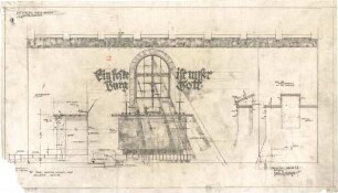 Gsaenger, Gustav; München - Großhadern, Ebernburgstr.; Ev. Notkirche, Reformations - Gedächtnis Kirche - Entwurf Altar (Ansicht, Schnitt, Details)
