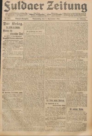 Ausgabe vom Donnerstag, den 03. September 1914.