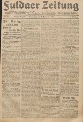 Ausgabe vom Donnerstag, den 03. September 1914.