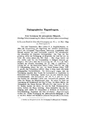 Pädagogische Tagesfragen