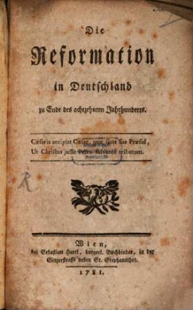 Die Reformation in Deutschland zu Ende des achtzehnten Jahrhunderts