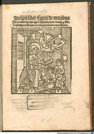 Facetus "Cum nihil utilius ..." : mit der dt. Übers. von Sebastian Brant und dessen Gedicht »Ad studiosae indolis pueros«
