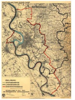Eingemeindung. Stadtverwaltung Düsseldorf Übersichtsplan