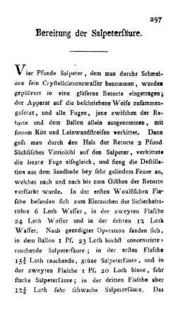 Bereitung der Salpetersäure.