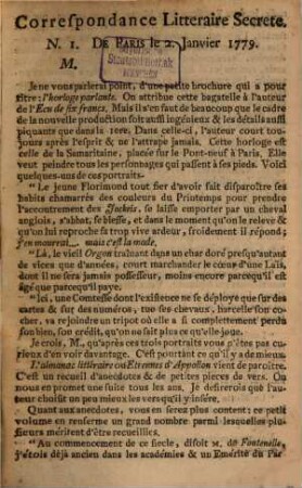 Correspondance littéraire secrète. 1779