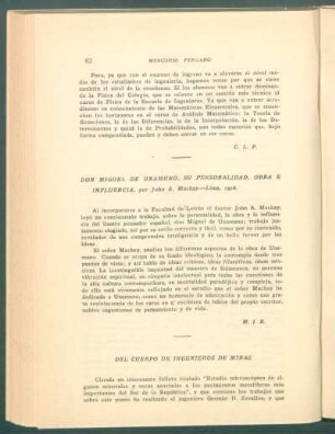 "Don Miguel Unamuno, su personalidad, obra e influencia", por John A. Mackay, Lima, 1918