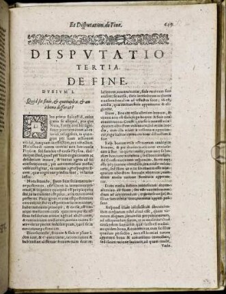 Disputatio Tertia. De Fine
