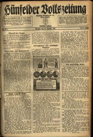 Ausgabe vom Montag, den 31. Oktober 1921.