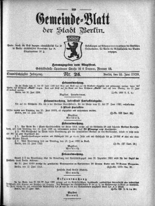 1920,25: Nr. 25, 20. Juni 1920