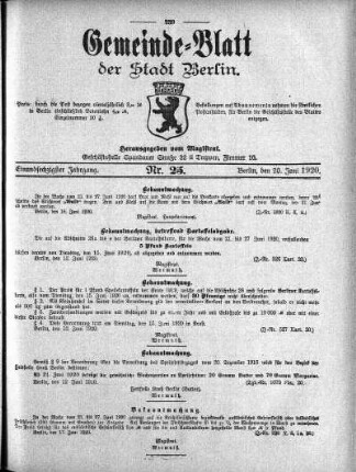 1920,25: Nr. 25, 20. Juni 1920