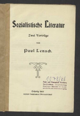 Sozialistische Literatur : zwei Vorträge