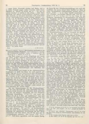 85-89 [Rezension] Haeussermann, Friedrich, Wortempfang und Symbol in der alttestamentlichen Prophetie