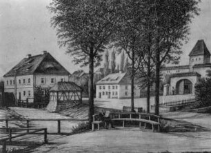 Zittau. Pfortmühle und Wasserpforte in Zittau, um 1900, von Wilhelm Fröhlich (1849-1923), Repro