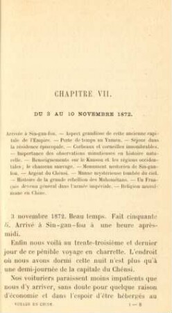 Chapitre VII. Du 3 au 10 novembre 1872