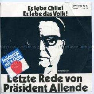 Letzte Rede von Salvador Allende, spanisch/deutsch, Plattenhülle