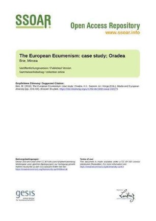 The European Ecumenism: case study; Oradea