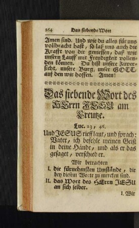 Das siebende Wort des Herrn Jesu am Creutze.